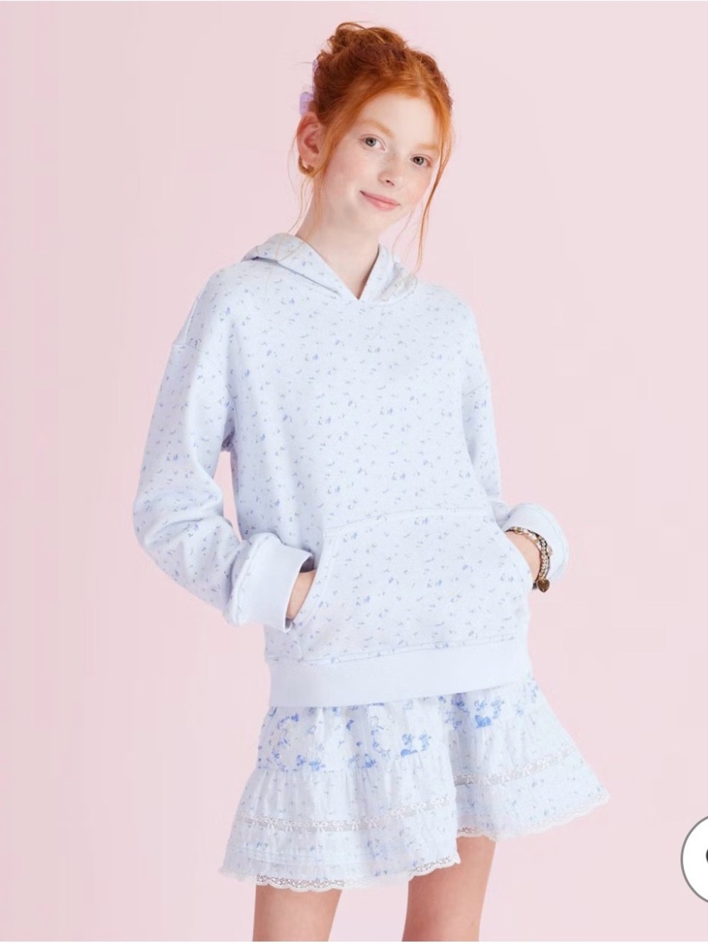 NWT LoveShackFancy Sophia everblooming rosettes ditsy French terry hoodie